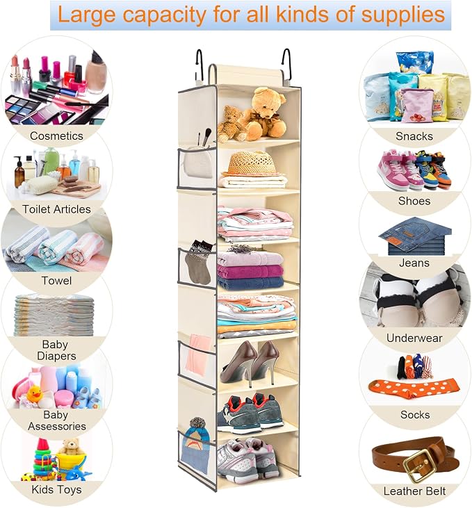 2 Pack Large-Sized Hanging Shoe Organizer 8-Shelf, Hanging Closet Organizer - Image 6