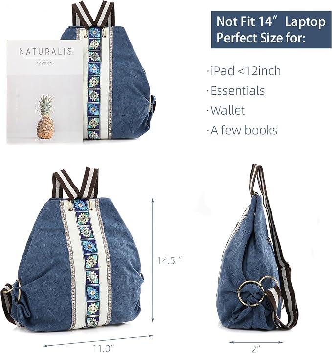 Goodhan Women Canvas Backpack Daypack Casual Shoulder Bag, Vintage Heavy-duty - Image 4