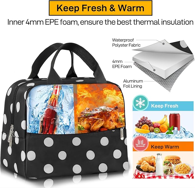 HOMESPON Insulated Lunch Bag for Women Men Lunch Box Cooler Lunch Tote for Work - Image 5