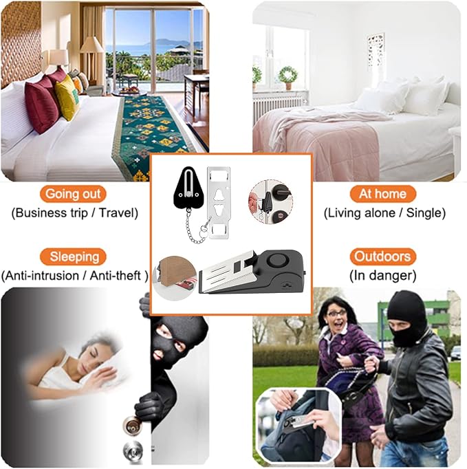 2 Packs Portable Door Stop Alarm & Door Lock, Upgraded Home Security Door - Image 3