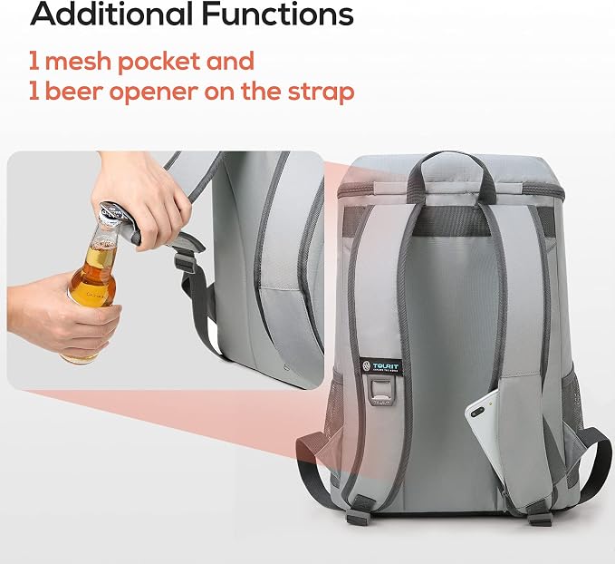 TOURIT Cooler Backpack 30 Cans Lightweight Insulated Backpack Cooler Leak-Proof - Image 7