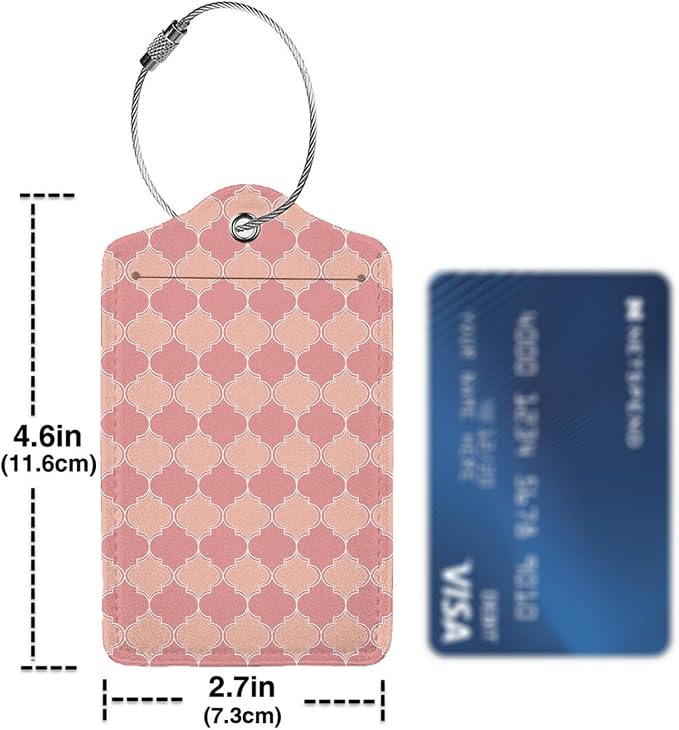Pink Moroccan Plaid 2 Pack Luggage Tag - Image 4