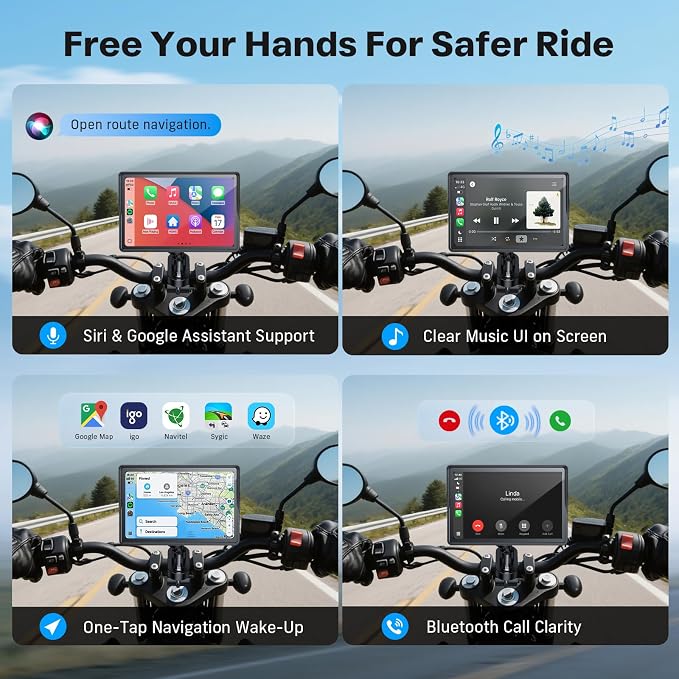 WonVon 5 Inch Motorcycle Carplay GPS Navigation System - Image 6