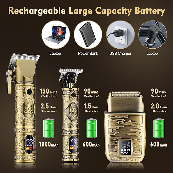 Professional Hair Clippers for Men, Hair Clippers+T-Blade Trimmer+Electric - Image 2