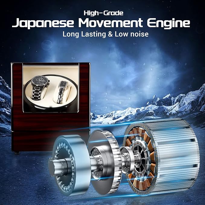Uten Automatic Watch Winder Box Luxury Wooden Watch Storage Case, Double Watch - Image 7