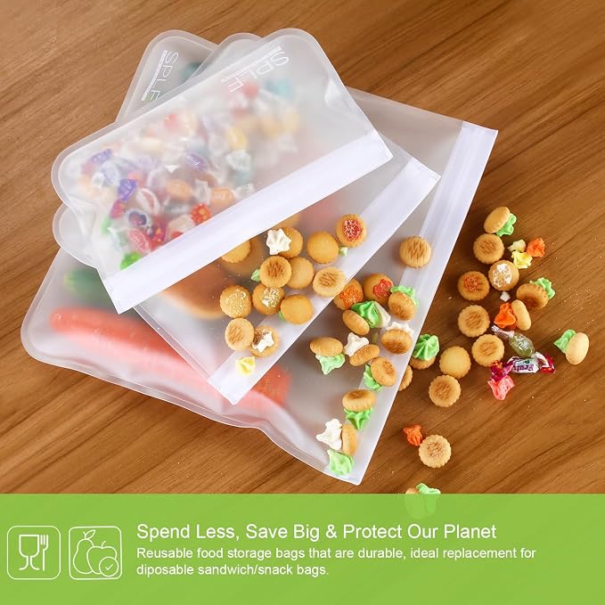 SPLF 10 Pack Reusable Sandwich Bags, Reusable Quart Bags Extra Thick Leak-proof - Image 5