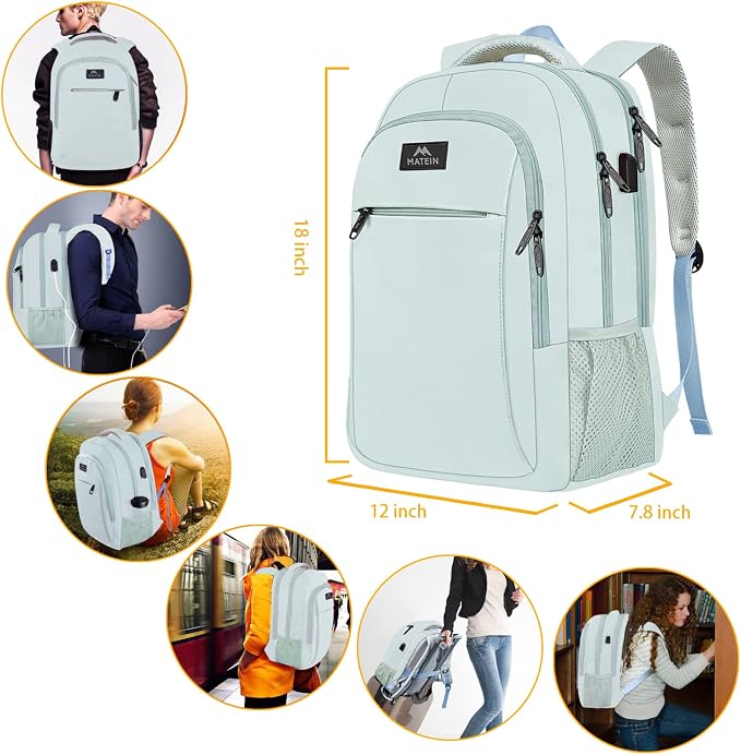 MATEIN Travel Laptop Backpack, Lightweight Anti Theft School Bookbag - Image 7