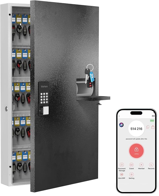 104 Keys Lock Box with Drop Slot, Key Cabinet Wall Mount, Fixed Code/OTP by DiDiHere