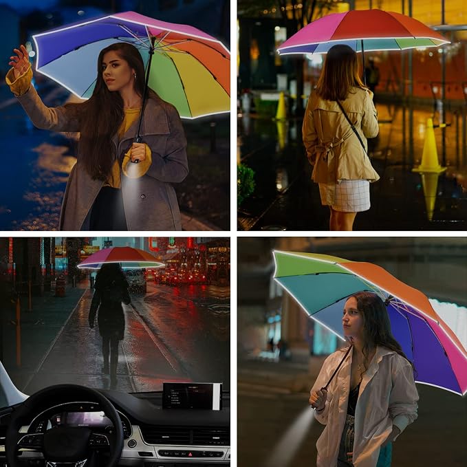 Lejorain Inverted Rainbow LED Umbrella - Image 5