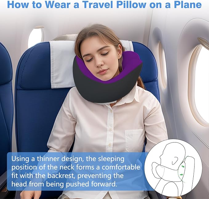 Neck Pillow Airplane, Ergonomic Memory Foam Travel Pillows - Image 4