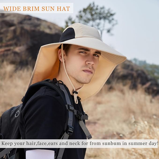 Sun Hat for Men Women with Neck Flap, UPF 50+ UV Protective Hiking Fishing Hats - Image 6