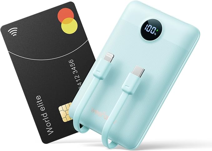 Mini Portable Charger with Built-in Cables 22.5W Fast Charging Power Bank USB-C by WeeFancy