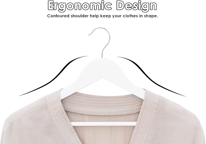 StorageWorks White Wooden Hangers, 30 Pack Wood Hanger - Image 8