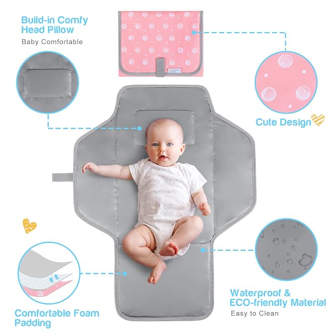 Portable Changing Pad for Baby, Compact Waterproof Diaper Mat - Image 2