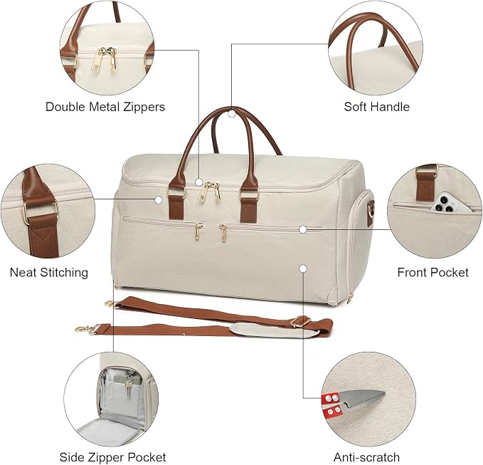 Carry On Garment Bag for Travel, Convertible Travel Garment Bag for Men Women - Image 4