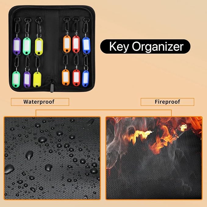 Sdstone Portable Zippered Key Organizer, Fireproof Key Case - Image 2