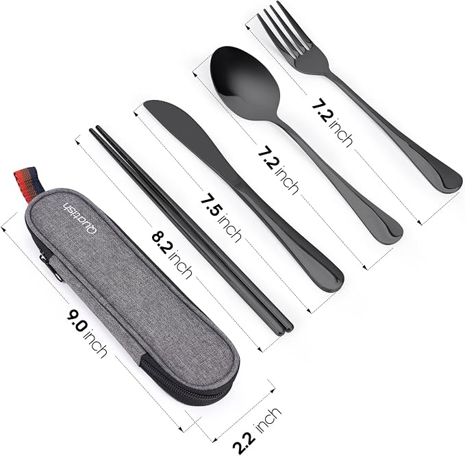 Travel Utensils with Case, Quatish Portable Silverware Set - Image 7