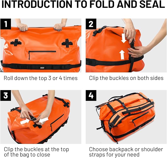 MIER Large Waterproof Duffel Bag Rolltop Dry Backpack Duffle Bags - Image 5