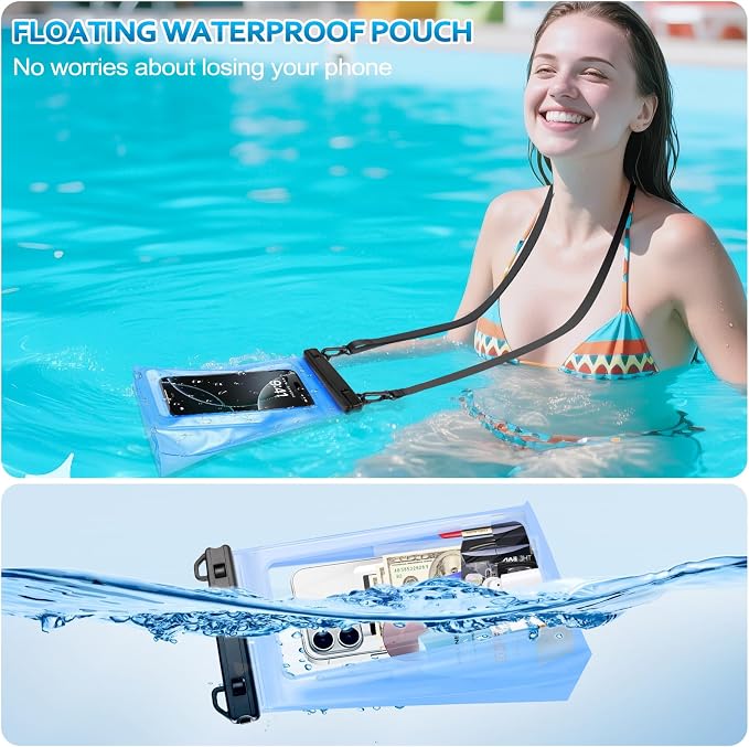 2 Pack Large Waterproof Phone Pouch, IPX8 Double Sealing Floating Waterproof Bag - Image 4