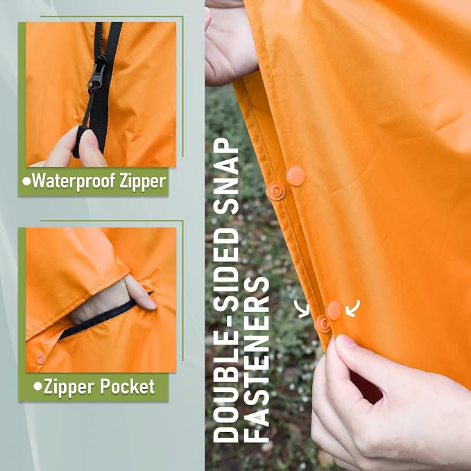 SaphiRose Unisex Rain Poncho Raincoat Hooded - Image 3