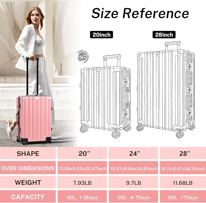 Krute Carry On Luggage 20 inch Aluminum Frame Suitcase - Image 8