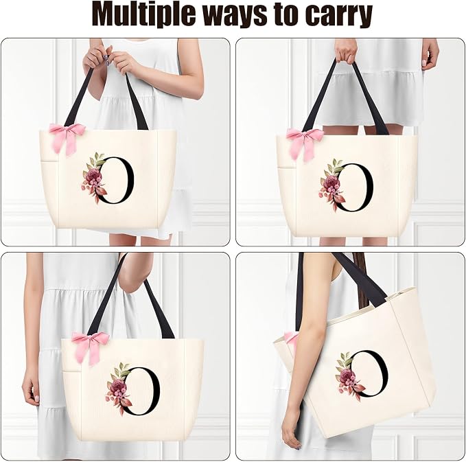 Vavabox Tote Bag, A-Z Initial Monogrammed Waterproof Tote Bag, Bridesmaid Gifts - Image 4