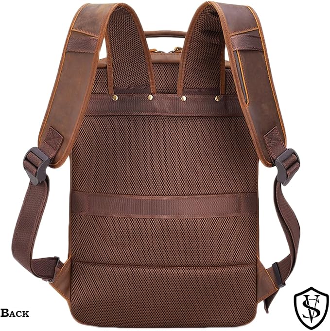 STAR VISTA Angelo 17.3" Vintage Full Grain Leather Laptop Backpack - Image 4