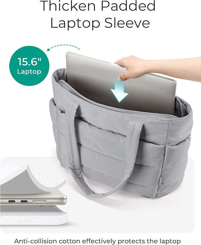 BAGSMART Tote Bag for Women, Lightweight Puffy Tote Bag - Image 5