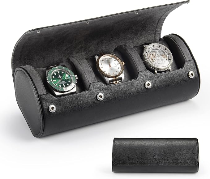 Watch Travel Case for Men: 3 Slot Watch Box Organizer Display Case by HELMDY