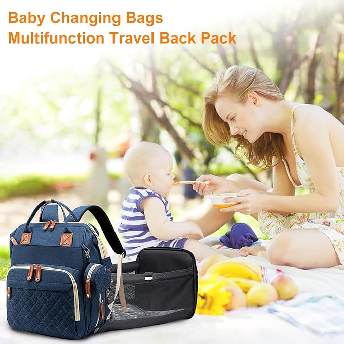 Diaper Bag with Changing Station, Waterproof 3 in 1 Baby Diaper Backpack with - Image 2