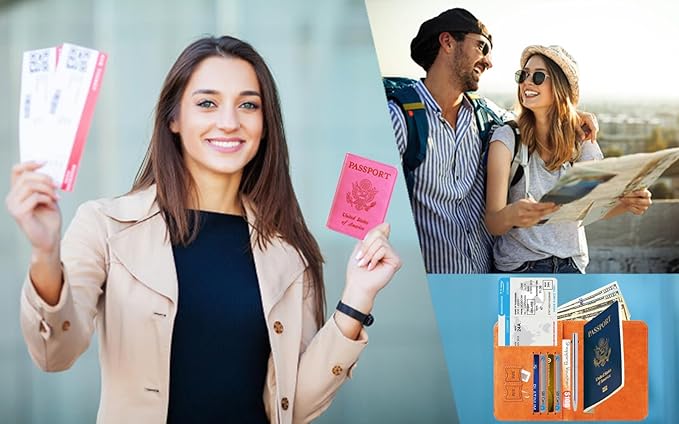 Passport Holder Cover Wallet Travel Essentials RFID Blocking Leather Card Case - Image 7