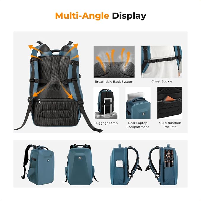 K&F Concept Camera Backpack, Hardshell Photography DSLR Camera Bag - Image 4