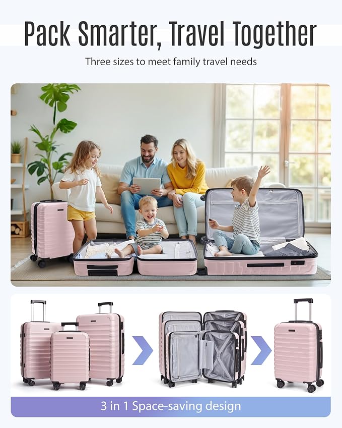 LIGHT FLIGHT Luggage Sets, 3 Piece Durable Suitcase Set - Image 2