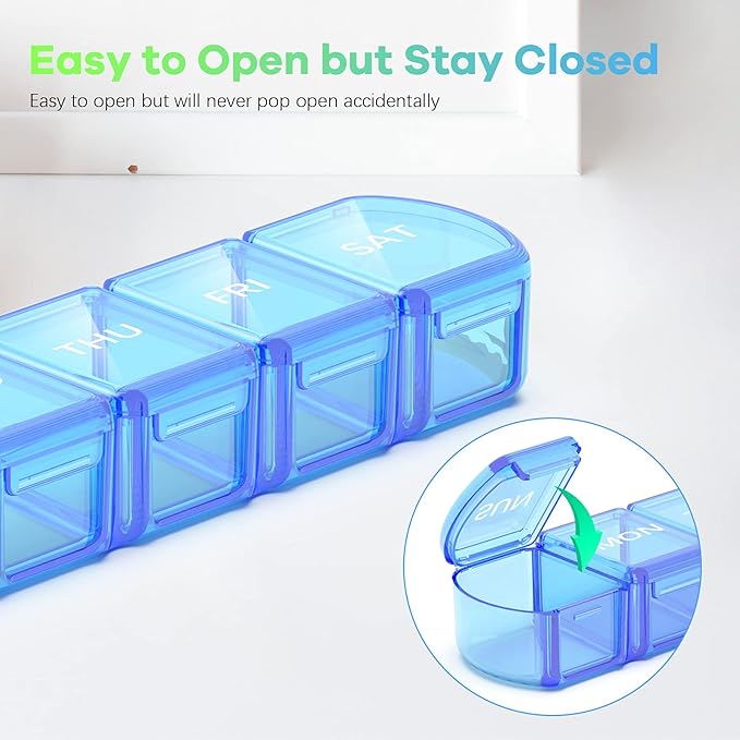 Extra Large Pill Organizer 2 Pack, XL Pill Box 7 Day, Weekly Pill Case - Image 3