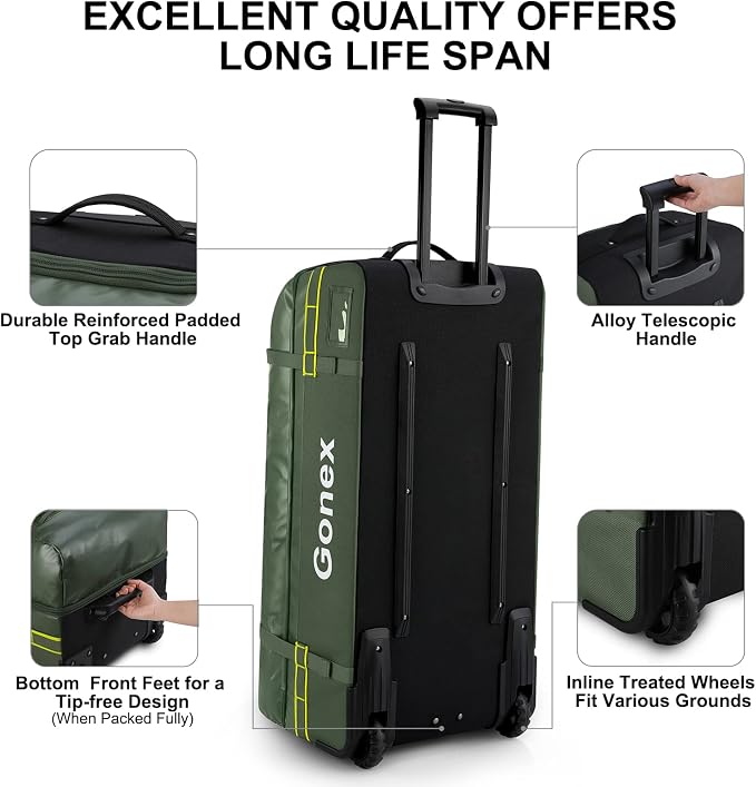 Gonex Rolling Duffle Bag with Wheels, 100L Water Repellent Large Wheeled Travel - Image 5