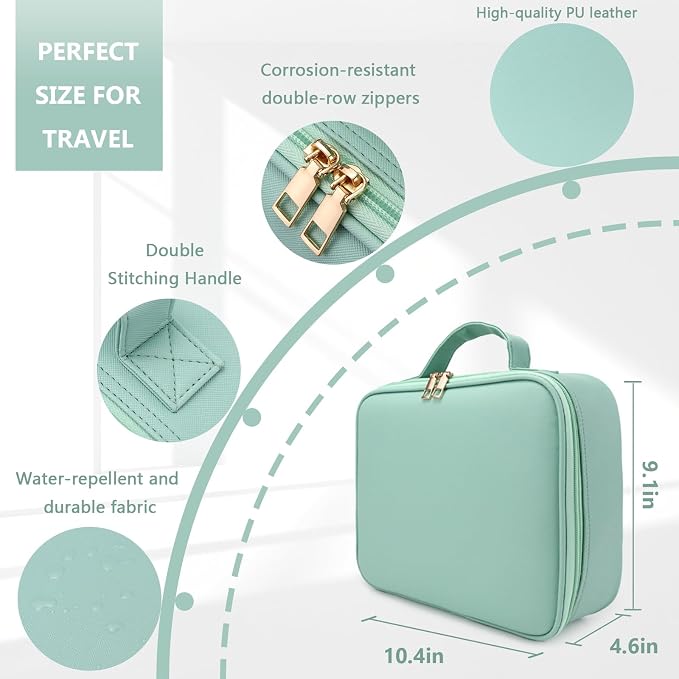 Travel Makeup Bag with LED Lighted Mirror, Travel Makeup Organizer, 3 Color - Image 3