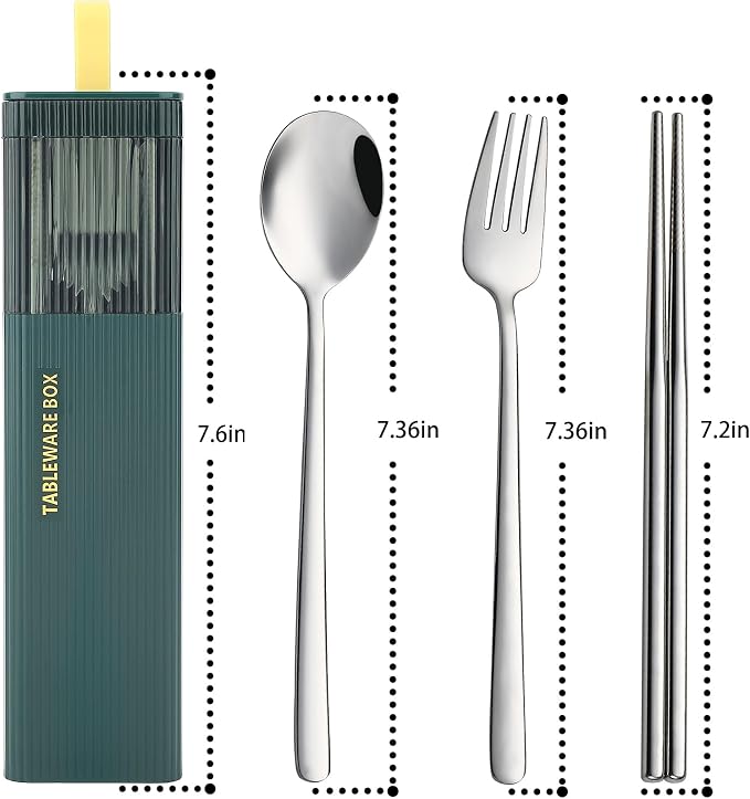 DEVICO Travel Utensils with Case, 18/8 Stainless Steel Reusable Silverware Set - Image 7
