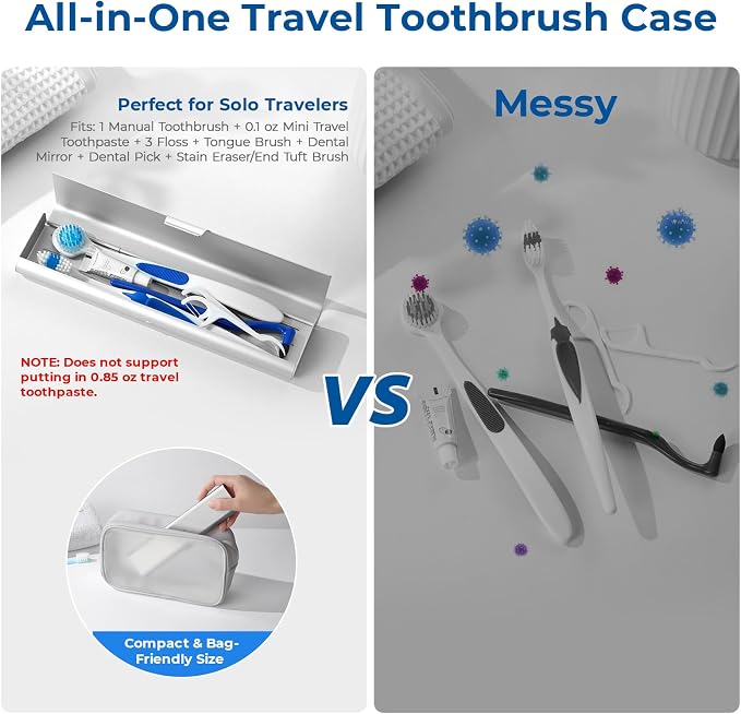 2 Pack Wider Aluminum Toothbrush Travel Case, Portable Travel Toothbrush Holder - Image 3