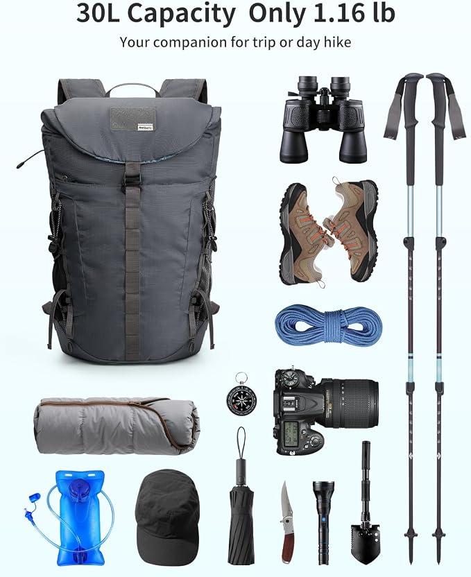 Blue Quartz Hiking Backpack 30L Lightweight Packable Backpack - Image 2