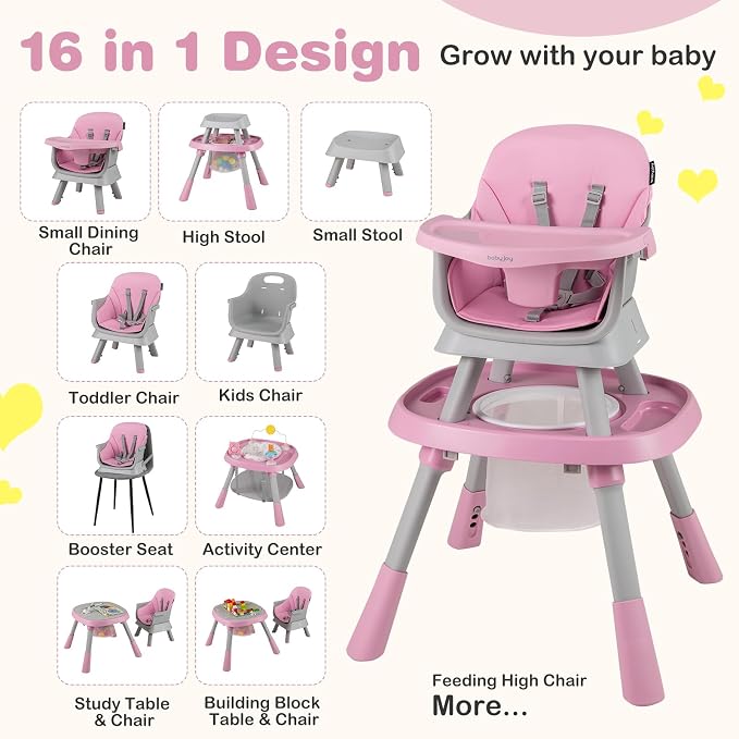 BABY JOY 16 in 1 High Chair, Convertible Baby Highchair - Image 2