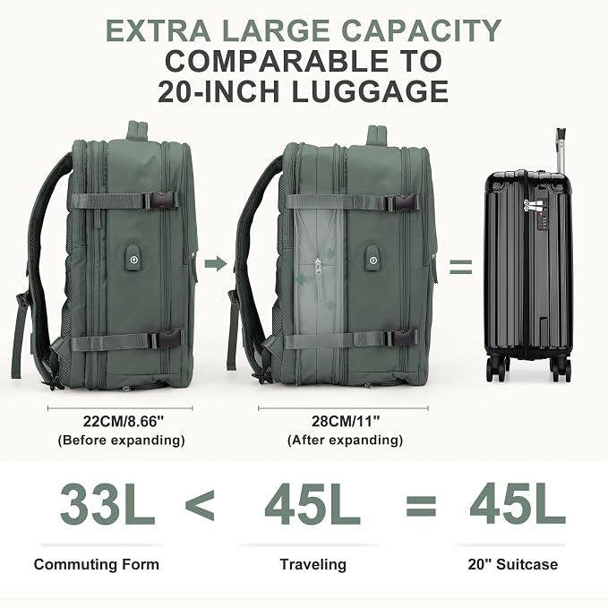 coowoz Large Travel Backpack For Women Men, Carry On Backpack, Hiking Backpack - Image 5