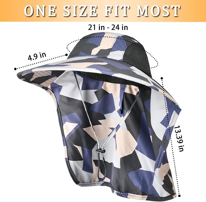 Sun Hat for Men Women with Neck Flap, UPF 50+ UV Protective Hiking Fishing Hats - Image 4