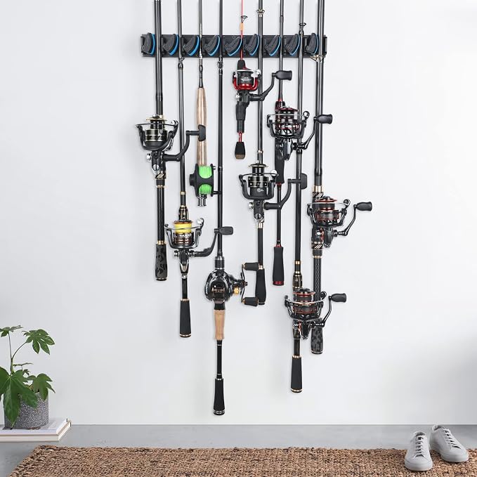 PLUSINNO Vertical Fishing Rod Holder, Wall Mounted Fishing Rod Rack, Fishing - Image 7
