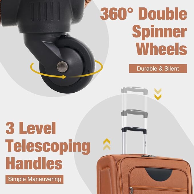 Merax Softside Luggage Set Softshell Lightweight 3 Piece Spinner Suitcase - Image 7