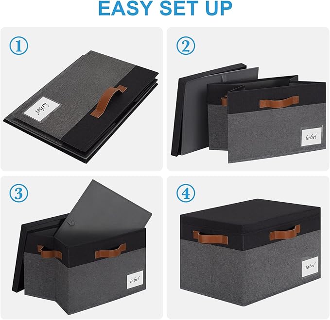 Large Storage Bins with Lids, Foldable Fabric Storage Baskets with Lids - Image 5