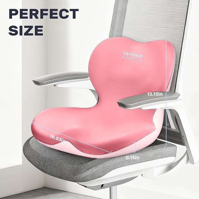Coverado Car Seat Cushion and Lumbar Support Pillow One Piece, Memory Foam - Image 8