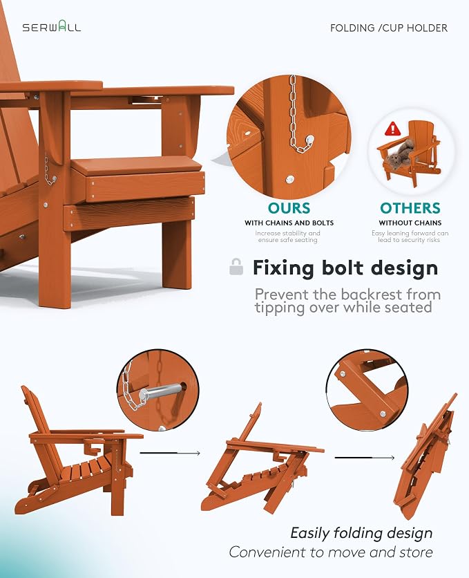 SERWALL Adirondack Chair with Cup Holders - Image 5