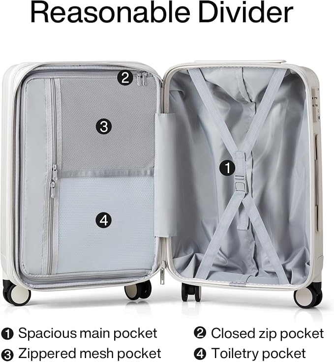 Hanke Expandable Hardshell Luggage Sets 3 piece Carry on Luggage - Image 7