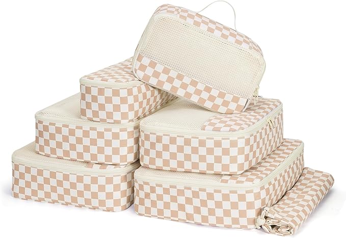 Narwey 7 Set Checkered Packing Cubes by Narwey