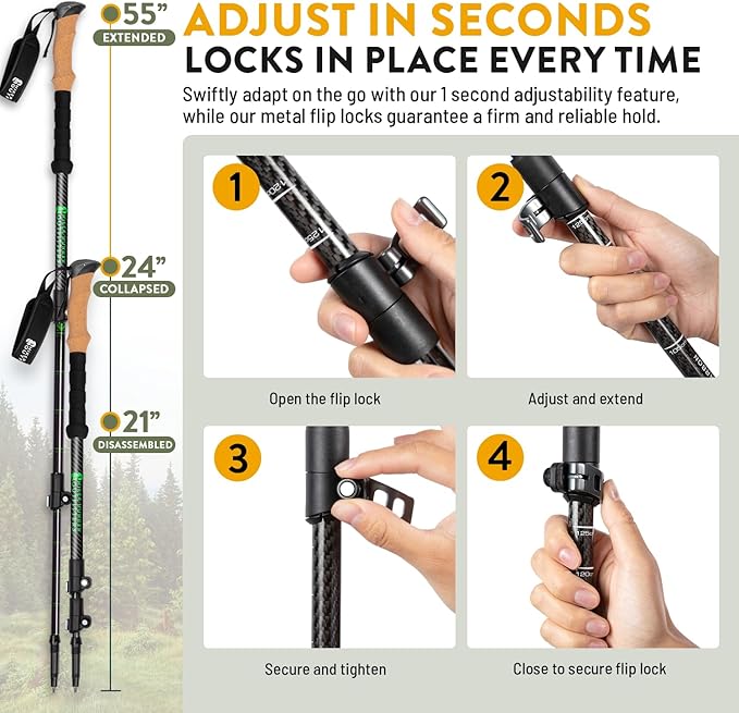 100% Carbon Fiber Trekking Poles by USA Brand - Image 5